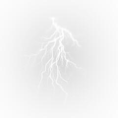Realistic lightning bolt with electric energy and bright thunder flash.