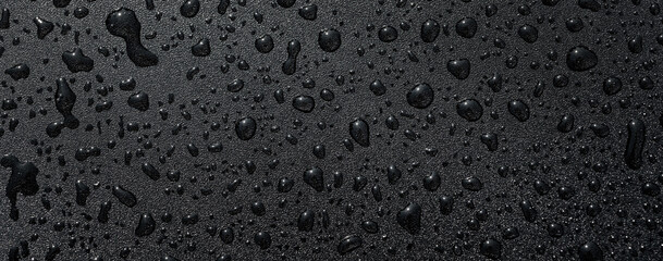 Black waterproof surface with water beading texture