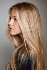 Fototapeta premium Elegant portrait of a woman with long blonde hair