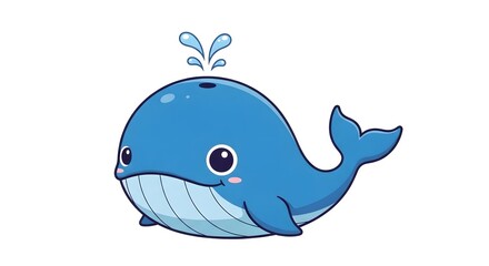 Obraz premium Cute Blue Whale Cartoon Character Illustration
