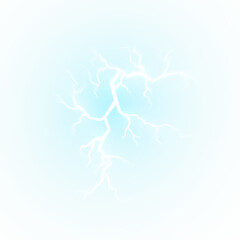 Glowing lightning strike with electric wave and flashing plasma light.