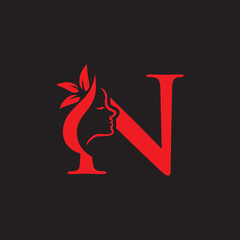  Letter N Beauty Face, Hair Salon Logo Design