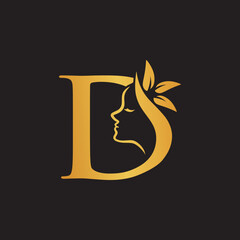 Letter D Luxury Beauty Face Logo Design