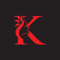 Letter K Beauty Face Logo Design