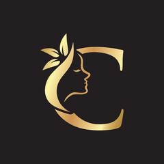 beauty monogram letter c woman silhouette logo design