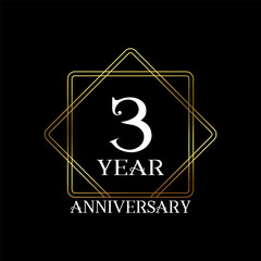 3rd year anniversary wedding celebration design text vector illustration.
