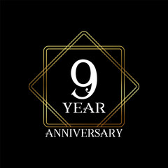 9 year anniversary wedding celebration design text vector illustration.