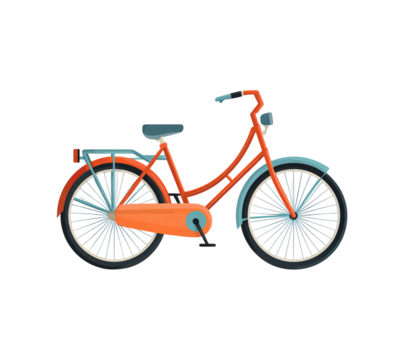 Orange bicycle with blue accents isolated on a transparent background - Powered by Adobe