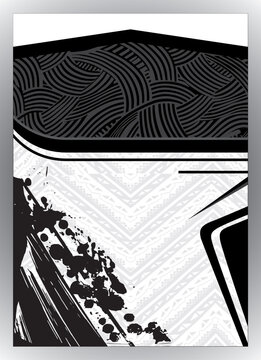 Black and White Aggressive Grunge Tribal Sublimation Sportswear Pattern Design - Dynamic Racing Jersey Template