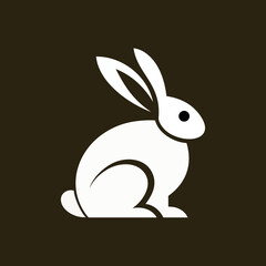 Bunny logo vector icon on black background, great for fashion labels, Easter designs, and cute branding.
