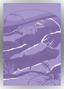 Lavender Tropical Abstract Sublimation Pattern Design - Layered Floral Nature Sportswear Template