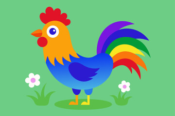 Colorful cartoon rooster art