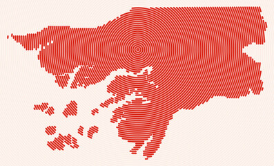 Guinea-Bissau shape rings. Country map formed by stacked circles. Guinea-Bissau boundary shape design. Trending vector illustration.