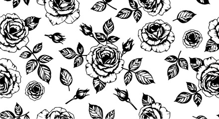 Seamless Hand-Drawn Rose Pattern in Vintage Botanical Style

Black and White Rose Flower Illustration Seamless Background

Floral Line Art Pattern with Roses and Leaves
