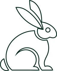 Rabbit outline logo vector on dark background, perfect for tattoo art, nature logos, and wildlife illustrations.