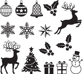 Christmas Silhouette Vector Bundle - Holiday Graphics Set