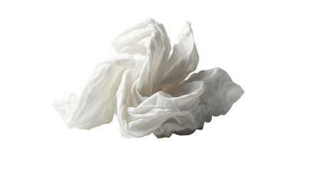 Crumpled used tissue on transparent background representing cold symptoms  