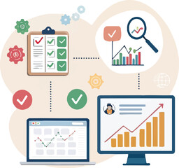 Business Data Analysis and Performance Growth Dashboard Illustration