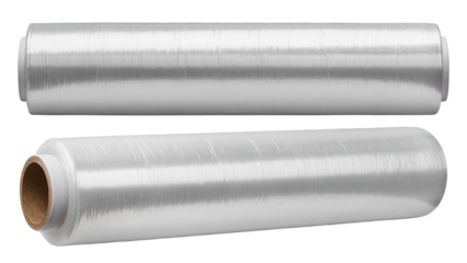 stretch food Transparent Cling Film Roll isolated on white background, full depth of field