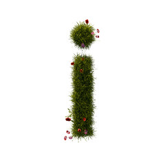 3D alphabetic grass and flower, Christmas wreath letter i lowercase