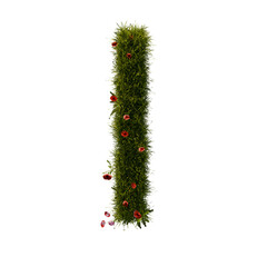 3D alphabetic grass and flower, Christmas wreath letter l lowercase