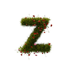 3D alphabetic grass and flower, Christmas wreath letter z lowercase
