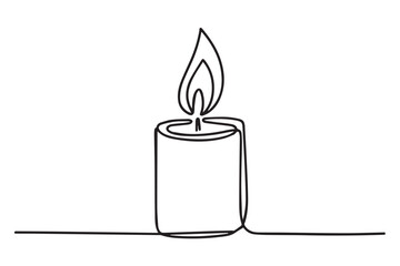 candle outline sketch single continuous line artwork