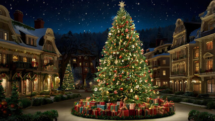 Fototapeta premium christmas tree and decorations
