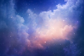 Fototapeta premium Colorful starry night sky with bright blue pink and white nebula clouds