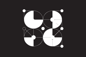 geometry modular pattern of shapes and linked nodes