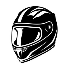 Black and white motorcycle or racing helmet without background
