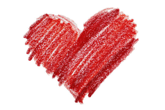 Red heart shape, hand-drawn, textured