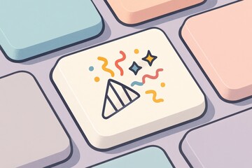 Celebration Icon on Pastel Keyboard Key