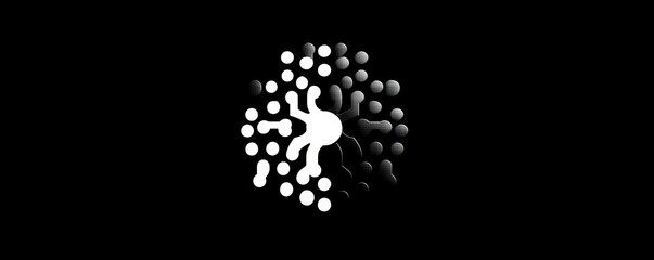 Abstract black and white digital network structure with minimalist design