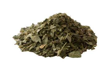 Small Pile of Dry Basil Leaves Isolated on Transparent Background