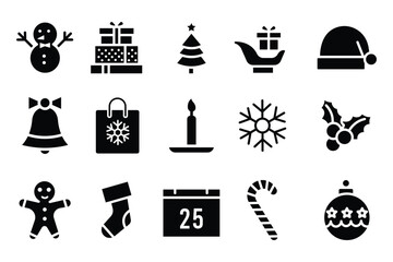 Christmas Doodle Icons . Hand-Drawn Winter Holiday Elements. Elegant Holiday Symbols. Collection of Christmas icons.