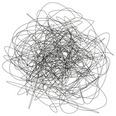 Chaotic line scribble. Tangled wire pattern. Random messy Vector drawing. Minimalist line art