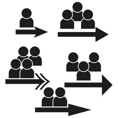 People group flow chart. Arrow direction Vector symbol. Team communication process. Business exchange concept.