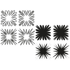 Star shape collection. Wavy point Vector elements. Abstract geometric symbols. Black outline forms.