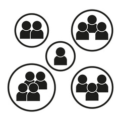 Group circle people icon. User network Vector symbol. Social community graphic. Isolated black element.
