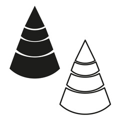 Geometric cone shapes. Black outline elements. Abstract simple design. Vector minimal symbol.