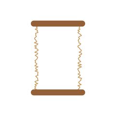 Hanging paper scroll. Blank document Vector. Vintage rope element. Antique wooden frame.