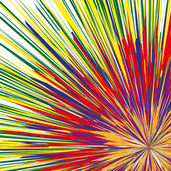Radial burst pattern. Explosion color energy. Starburst Vector design. Bright vibrant spectrum.