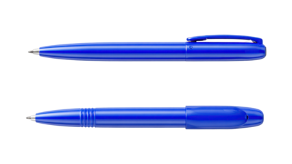 Two blue ballpoint pens