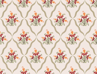 Vector Hand drawn colourful geometric flowers Motifs African boho paisley, seamless patterns with floral for fabric Ethnic Indian Pattern, textiles, clothing, wrapping paper, backdrop, banner.
