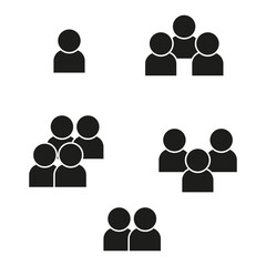 People group user icon. Team member Vector symbol. Social network figure. Isolated black silhouette.