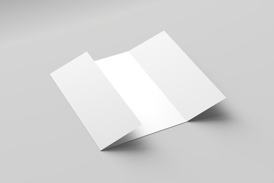 A4 Gate Fold Brochure Mockup on Clean Minimal Background with Realistic Shadows for Branding and Design Presentation