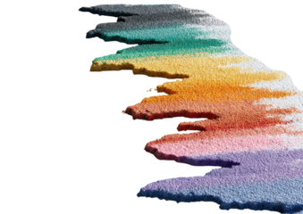 Abstract, colorful, textured shapes flowing