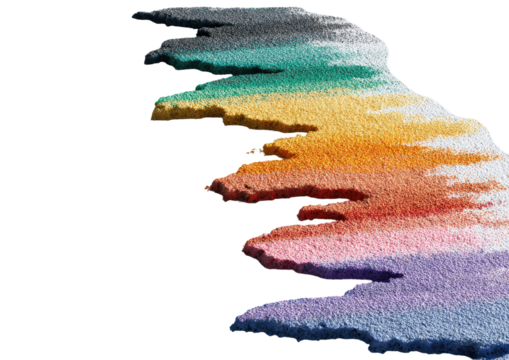 Abstract, colorful, textured shapes flowing