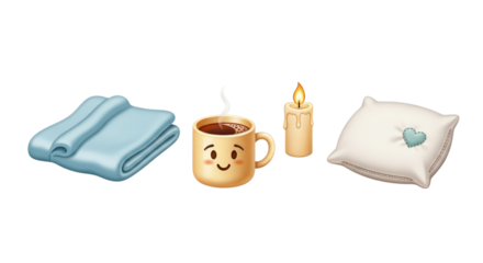 Cozy comfort items for ultimate relaxation and self-care, a perfect moment of peace